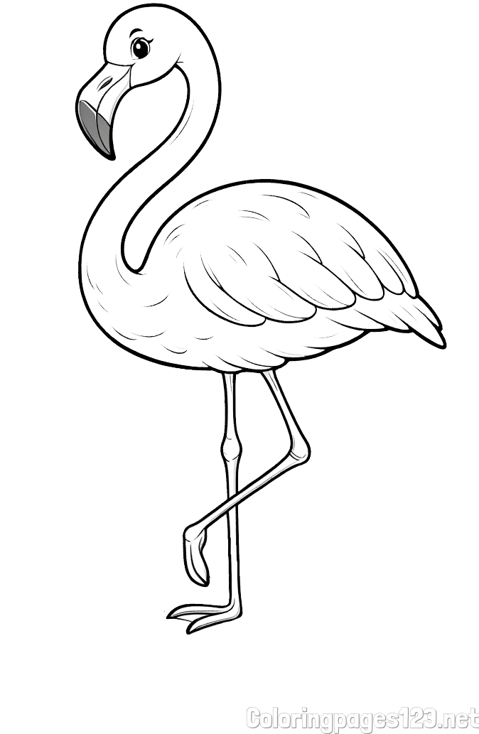Printable Coloring Page of a Flamingo