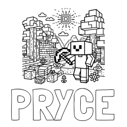 PRYCE Coloring Page and Minecraft World Coloring Page