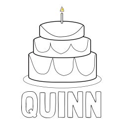 Online Created Coloring Page - QUINN Coloring Page and Big Birthday Cake Coloring Page