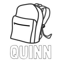 Online Created Coloring Page - QUINN Coloring Page and School Backpack Coloring Page