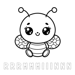 Online Created Coloring Page - R R R M M M I I I N N N Coloring Page and Children's Coloring Page of a Cute Bee