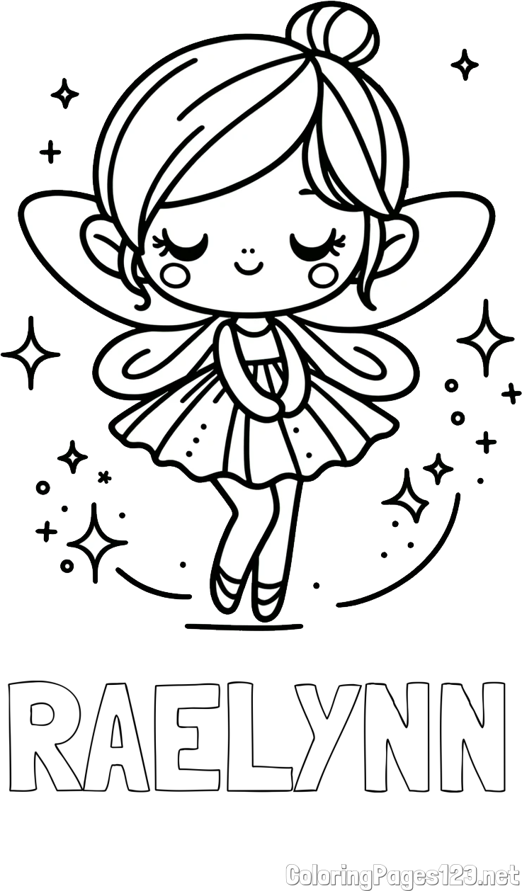 RAELYNN Coloring Page and Children's Coloring Page of a Magical Fairy