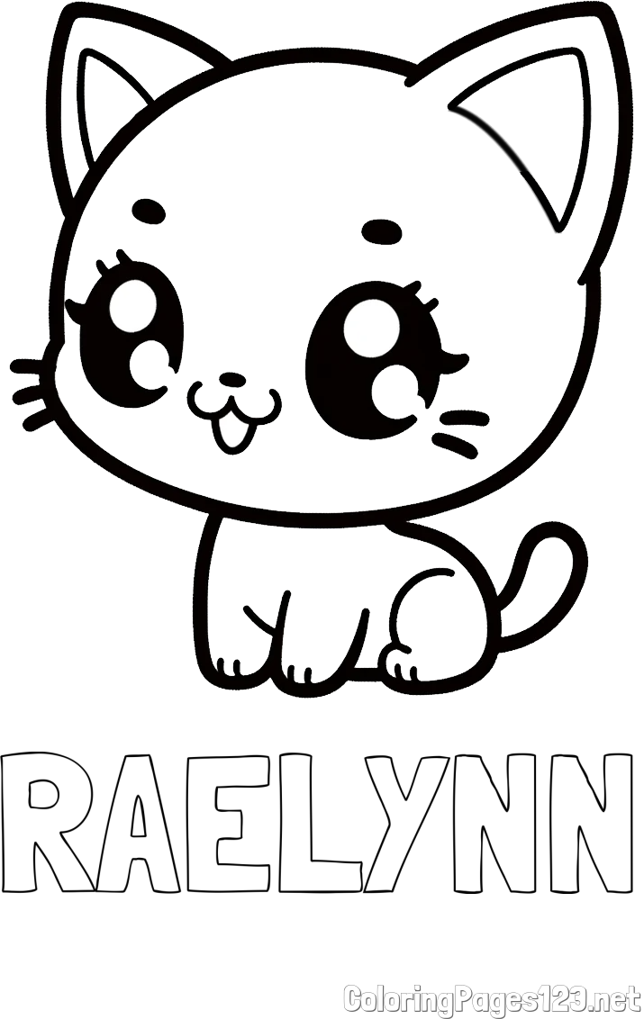 RAELYNN Coloring Page and Coloring Page of an Anime Cat