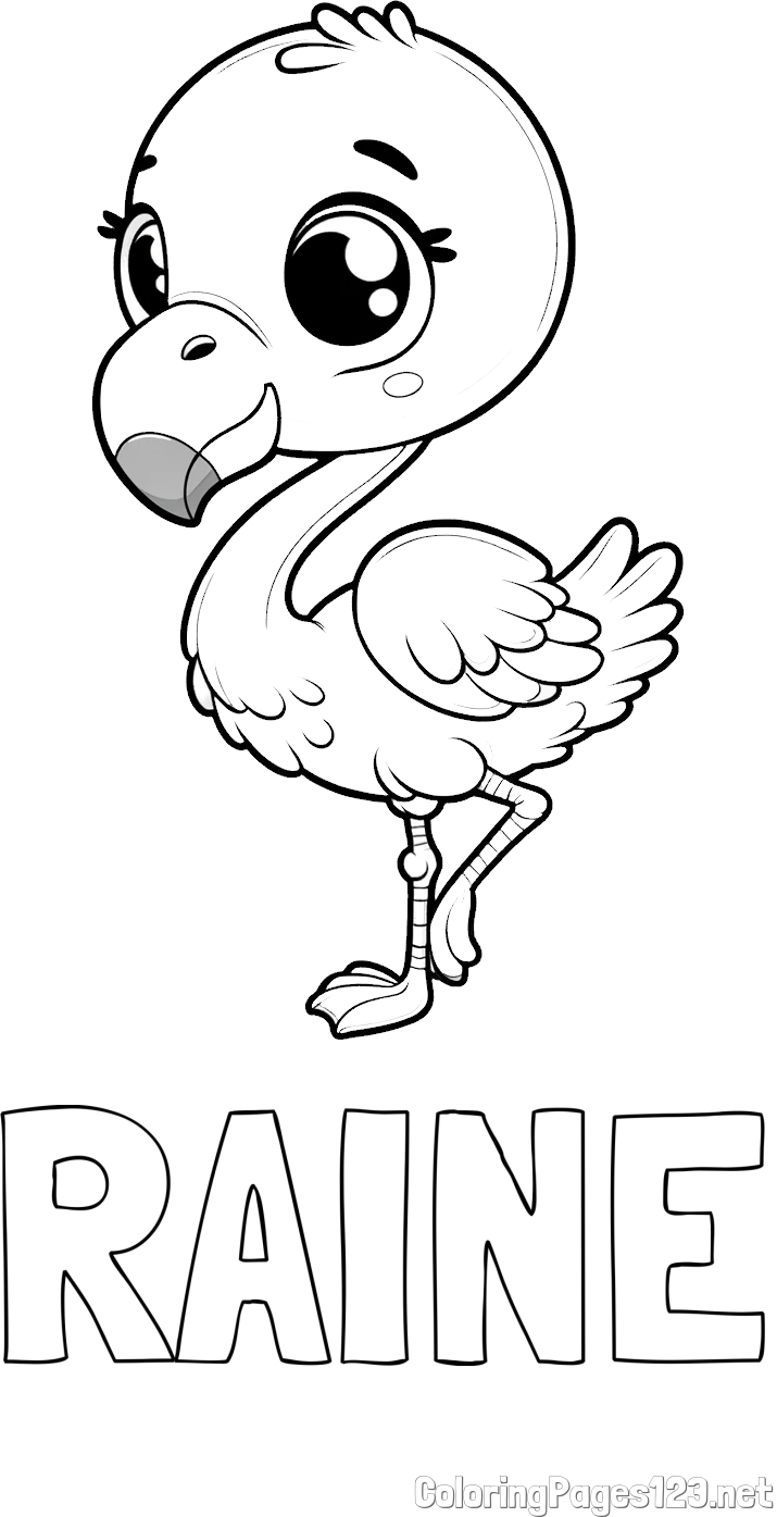 RAINE Coloring Page and Coloring Page of a Cute Flamingo