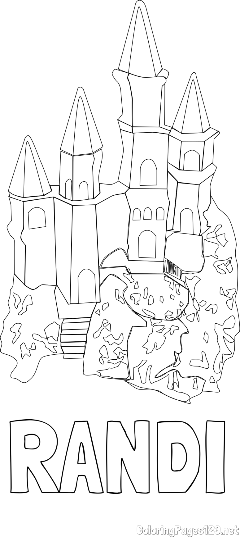 RANDI Coloring Page and Abstract Castle Coloring Page - Simple Yet Detailed