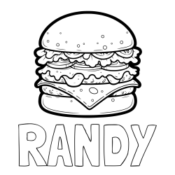Online Created Coloring Page - RANDY Coloring Page and Giant Hamburger Coloring Page
