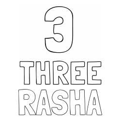 Online Created Coloring Page - RASHA Coloring Page and Coloring of the Number Three (3) with the Written Name