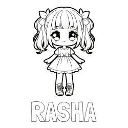 Online Created Coloring Page - RASHA Coloring Page and Coloring Page of a Cute Anime Girl
