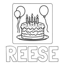 Online Created Coloring Page - REESE Coloring Page and 5th Birthday Cake Coloring Page