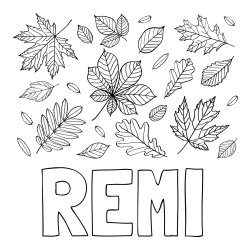 Online Created Coloring Page - REMI Coloring Page and Autumn Leaves Coloring Page