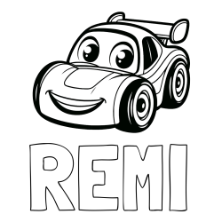 Online Created Coloring Page - REMI Coloring Page and Children's Printable Coloring Page of a Racing Car