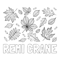 Online Created Coloring Page - REMI CRANE Coloring Page and Autumn Leaves Coloring Page