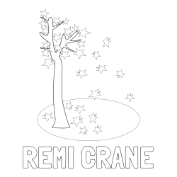 Online Created Coloring Page - REMI CRANE Coloring Page and Autumn Tree Coloring Page for Kids