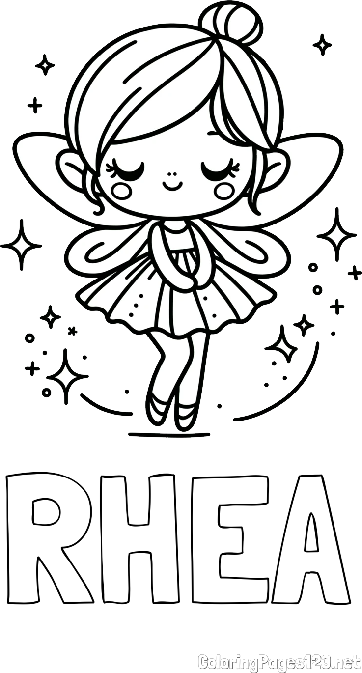 RHEA Coloring Page and Children's Coloring Page of a Magical Fairy