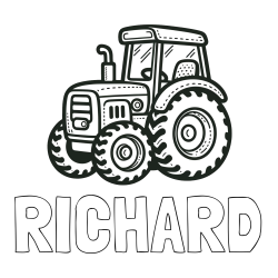 RICHARD Coloring Page and Beautiful Tractor Coloring Page