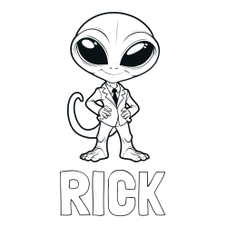 Online Created Coloring Page - RICK Coloring Page and Alien Coloring Page