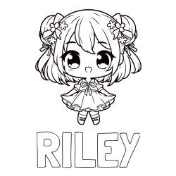 Online Created Coloring Page - RILEY Coloring Page alongside Coloring Page of an Adorable Girl in Anime Style