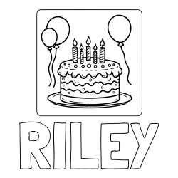 Online Created Coloring Page - RILEY Coloring Page and 5th Birthday Cake Coloring Page