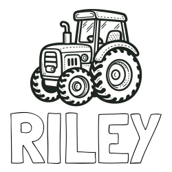 RILEY Coloring Page and Beautiful Tractor Coloring Page