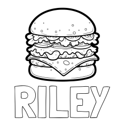 Online Created Coloring Page - RILEY Coloring Page and Giant Hamburger Coloring Page