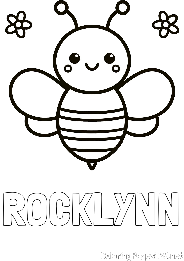 ROCKLYNN Coloring Page and Children's Bee Coloring Page
