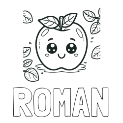 ROMAN Coloring Page alongside Smiling Apple Coloring Page