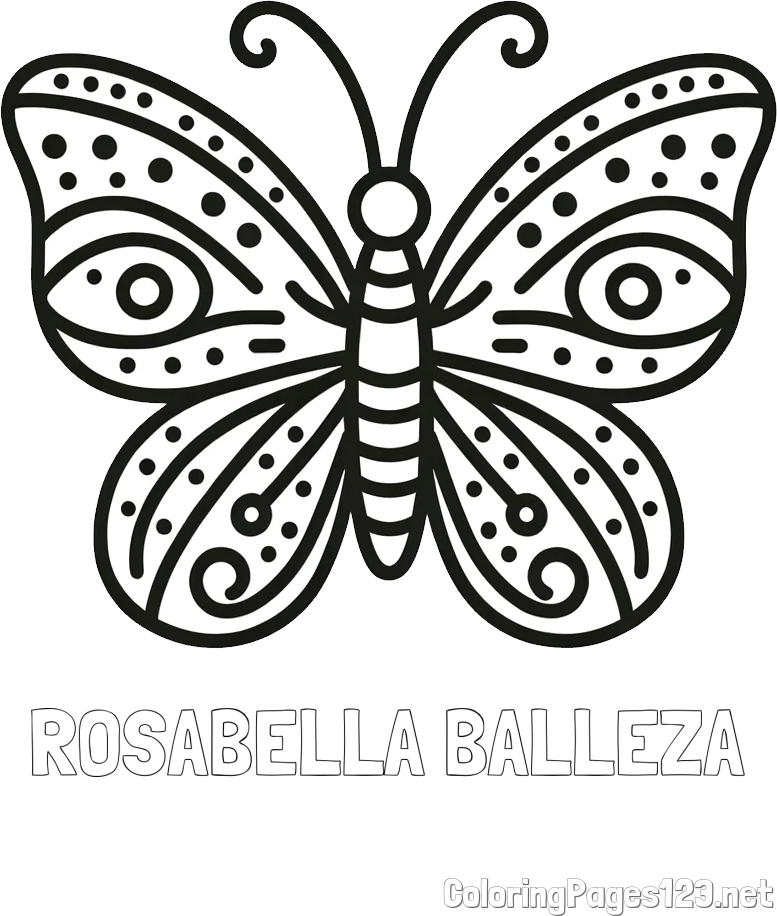 ROSABELLA BALLEZA Coloring Page alongside Butterfly Coloring Page (Simple)