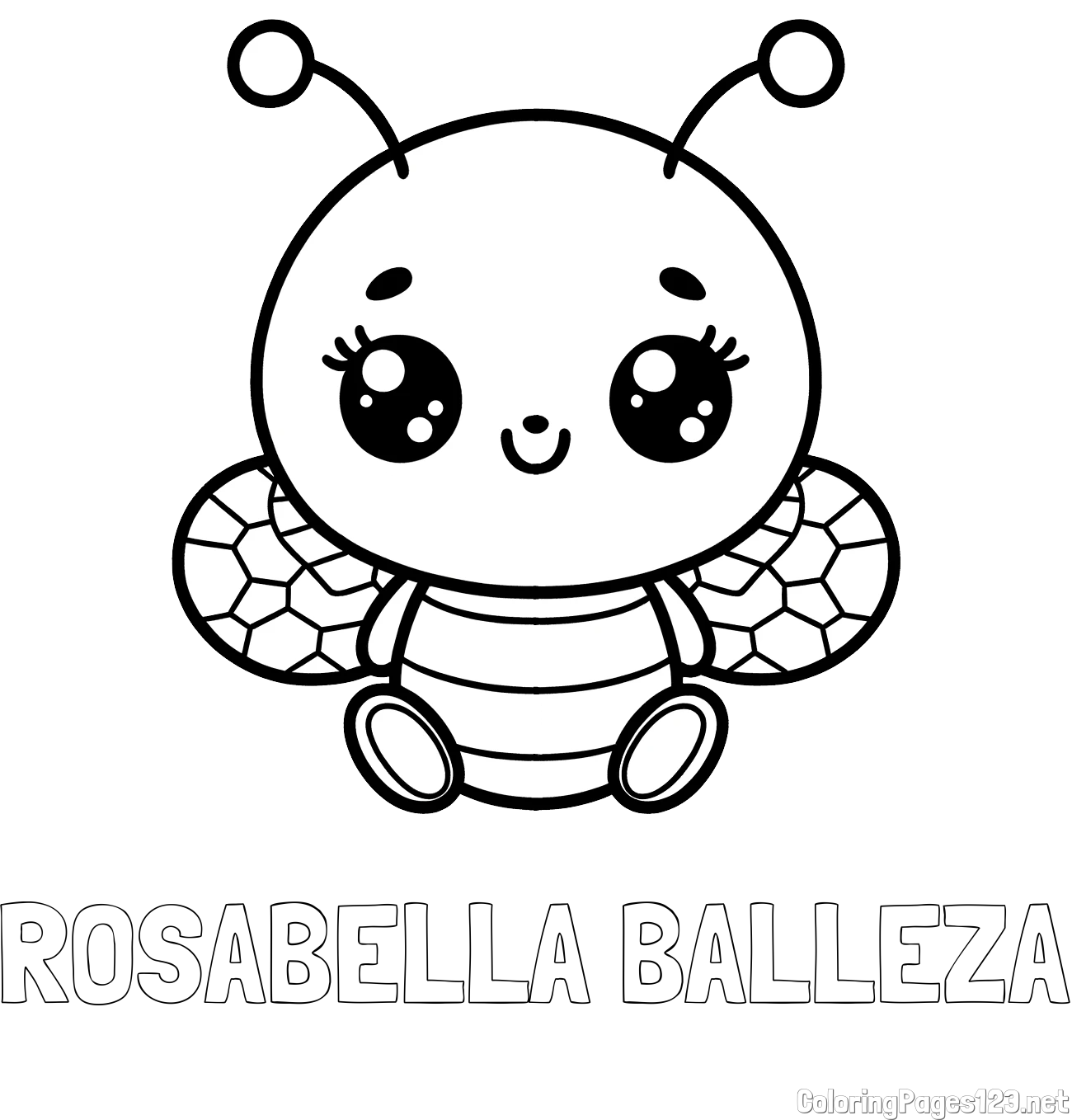 ROSABELLA BALLEZA Coloring Page alongside Children's Coloring Page of a Cute Bee