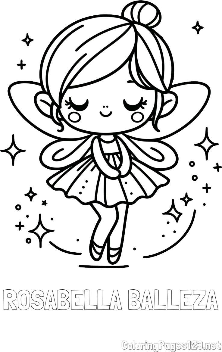 ROSABELLA BALLEZA Coloring Page alongside Children's Coloring Page of a Magical Fairy