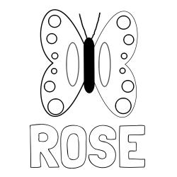 ROSE Coloring Page and Easy Butterfly Coloring Page