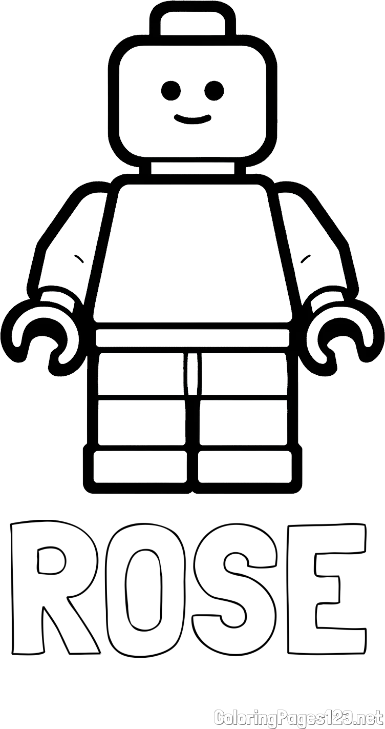 ROSE Coloring Page and Easy LEGO Character Coloring Page