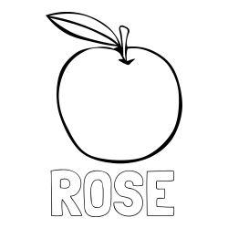 Online Created Coloring Page - ROSE Coloring Page and Simple Apple Coloring Page