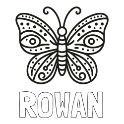 ROWAN Coloring Page and Butterfly Coloring Page (Simple)