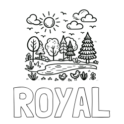Online Created Coloring Page - ROYAL Coloring Page and Summer Coloring Page - Pond, Ducks and Forest