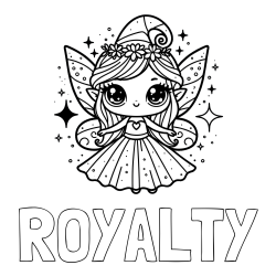 Online Created Coloring Page - ROYALTY Coloring Page and Coloring Page of Adorable Magical Fairy