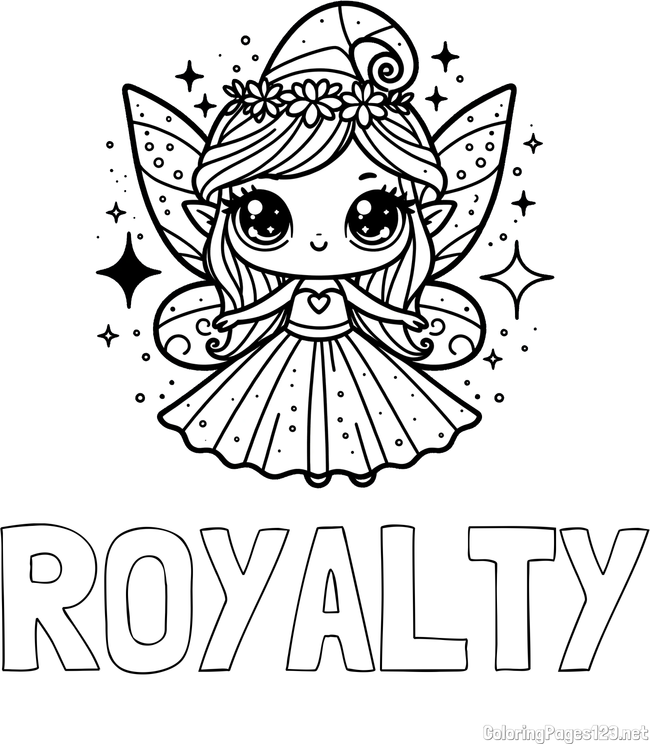 ROYALTY Coloring Page and Coloring Page of Adorable Magical Fairy