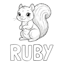Online Created Coloring Page - RUBY Coloring Page and Easy Coloring Page of a Squirrel