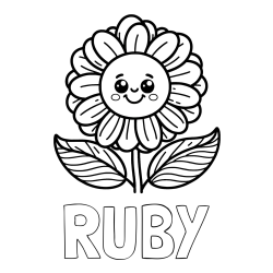 Online Created Coloring Page - RUBY Coloring Page and Smiling Flower Coloring Page