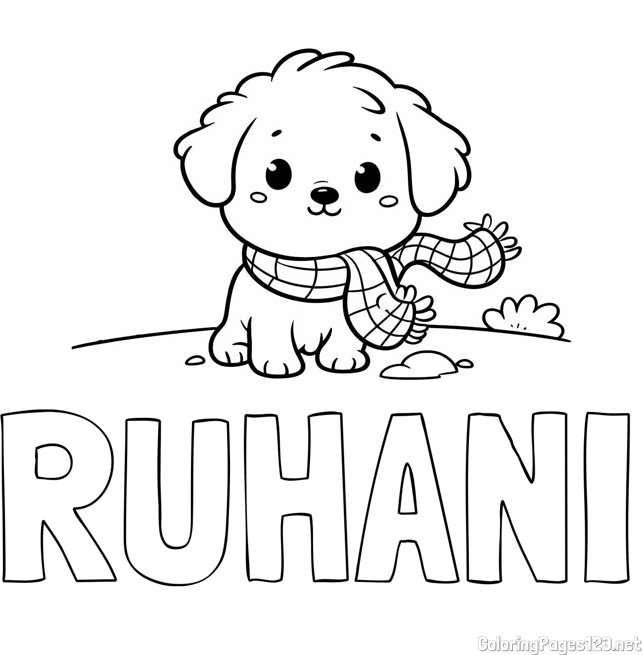 RUHANI Coloring Page and Coloring Page of an Adorable Puppy
