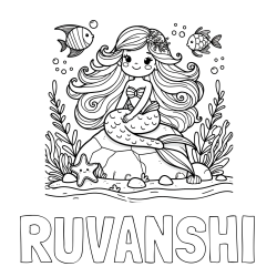 Online Created Coloring Page - RUVANSHI Coloring Page and Coloring Page of a Cute Little Mermaid