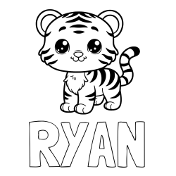 RYAN Coloring Page alongside Cute Tiger Cub Coloring Page
