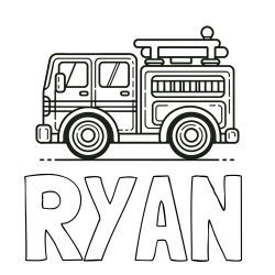 RYAN Coloring Page and Easy Kids Coloring Page of a Fire Truck