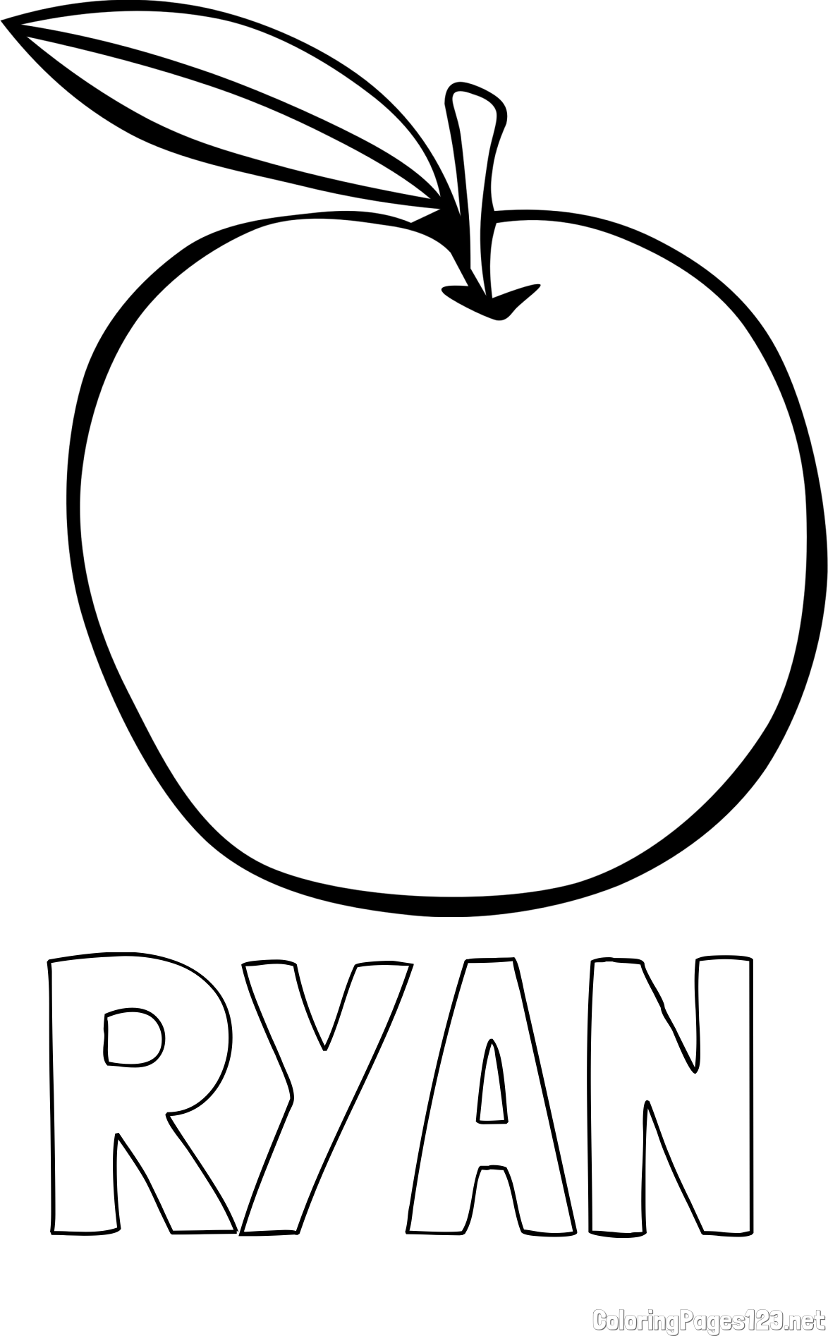 RYAN Coloring Page and Simple Apple Coloring Page