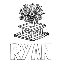 Online Created Coloring Page - RYAN Coloring Page and Simple Flower Bouquet Coloring Page