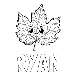RYAN Coloring Page and Smiling Leaf Coloring Page for Kids