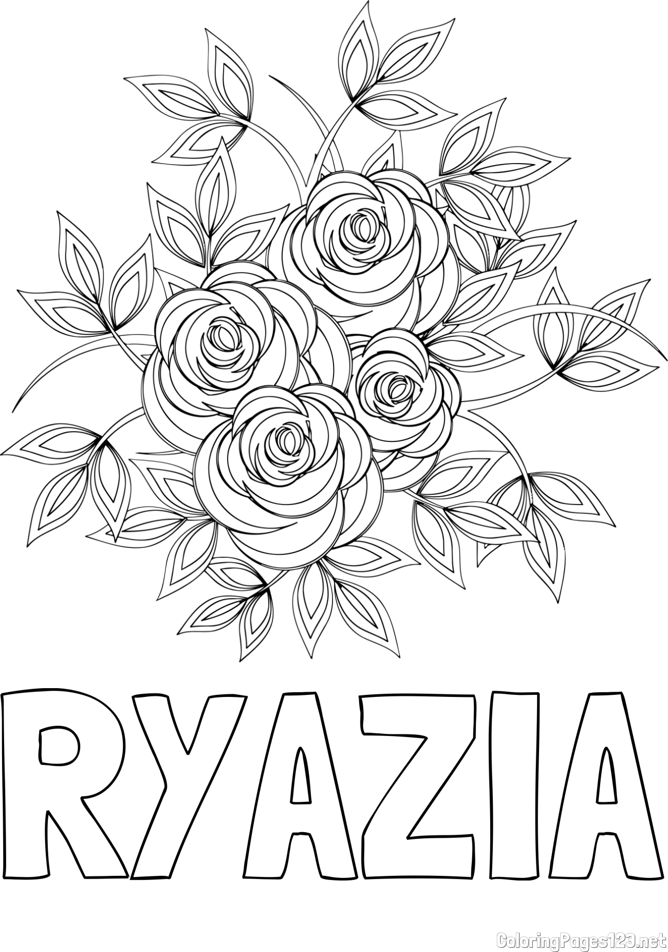 RYAZIA Coloring Page and Rose Mandala Coloring Page