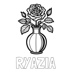 Online Created Coloring Page - RYAZIA Coloring Page and Roses in a Vase Coloring Page