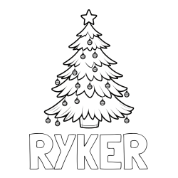 Online Created Coloring Page - RYKER Coloring Page and Christmas Tree with Star and Ornaments Coloring Page
