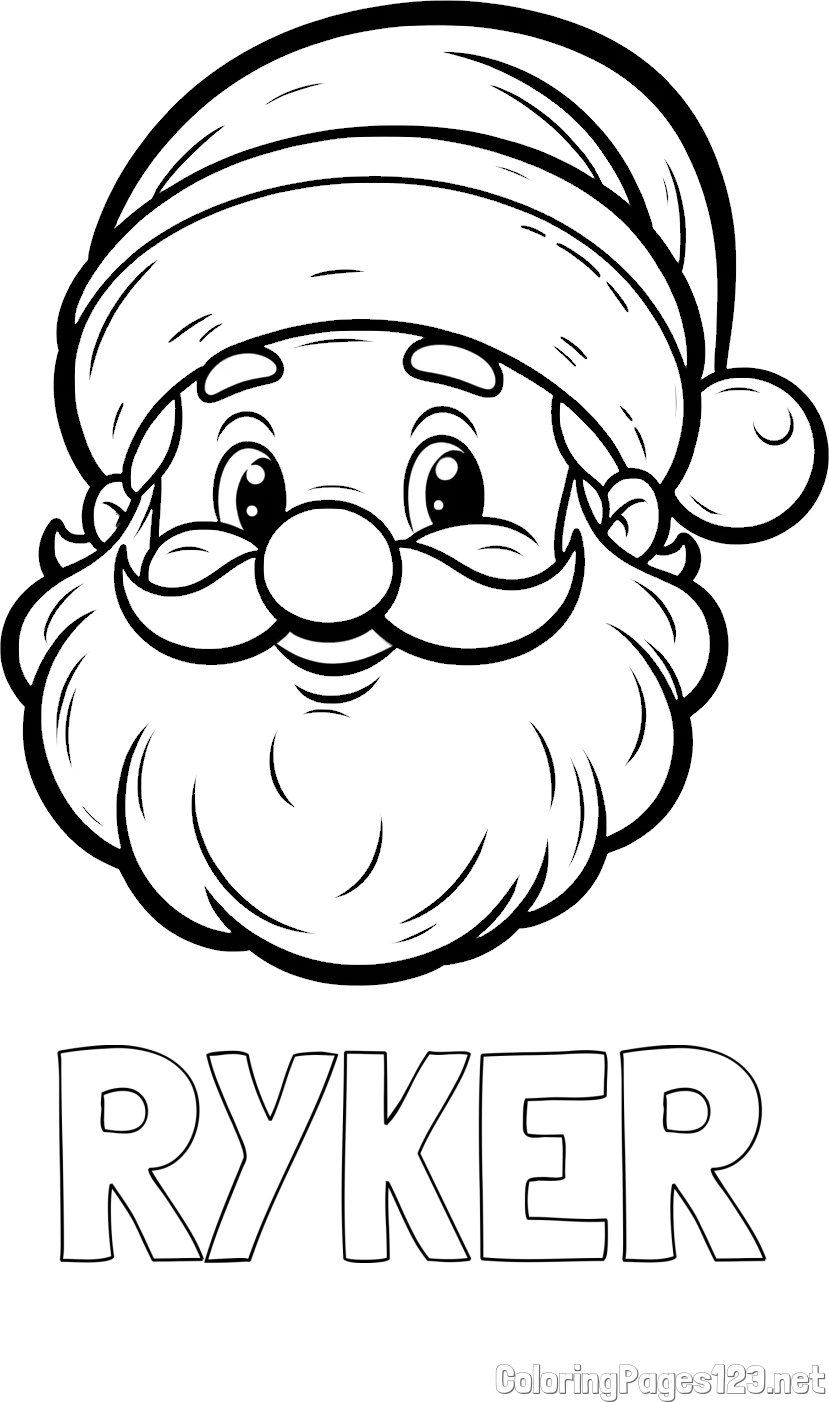RYKER Coloring Page and Easy Santa Claus Coloring Page