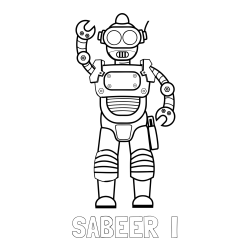 Online Created Coloring Page - SABEER  I Coloring Page and Waving and Standing Robot Coloring Page